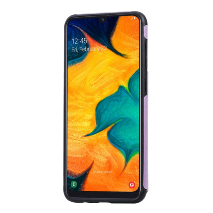 For Samsung Galaxy A50 Butterfly Embossing Pattern Shockproof Protective Case with Holder & Card Slots & Photo Frame(Purple)-garmade.com