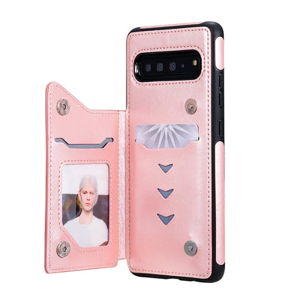 For Galaxy S10 5G Butterfly Embossing Pattern Shockproof Protective Case with Holder & Card Slots & Photo Frame(Rose Gold)-garmade.com