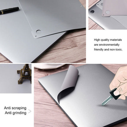 For MacBook Pro Retina 13.3 inch A1425 / A1502 4 in 1 Upper Cover Film + Bottom Cover Film + Full-support Film + Touchpad Film Laptop Body Protective Film Sticker(Apple Silver)-garmade.com