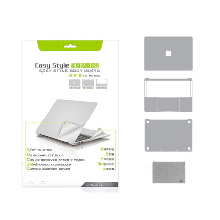 For MacBook Air 13.3 inch A1932 (2018) 4 in 1 Upper Cover Film + Bottom Cover Film + Full-support Film + Touchpad Film Laptop Body Protective Film Sticker(Apple Silver)-garmade.com