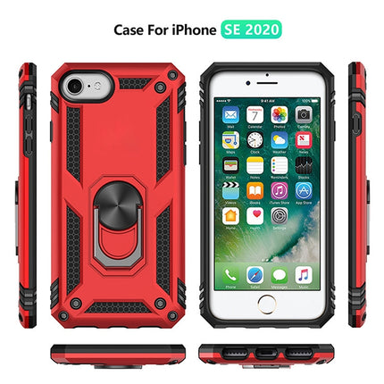 For iPhone SE 2020 Shockproof TPU + PC Protective Case with 360 Degree Rotating Holder(Black)-garmade.com