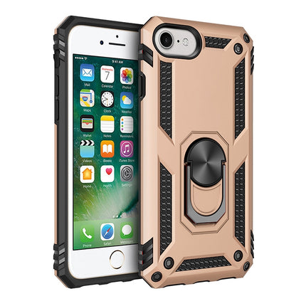 For iPhone SE 2020 Shockproof TPU + PC Protective Case with 360 Degree Rotating Holder(Gold)-garmade.com