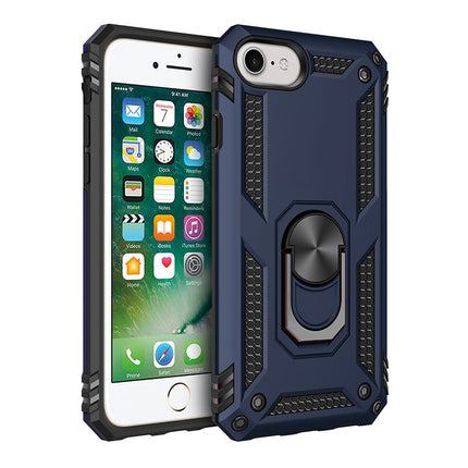 For iPhone SE 2020 Shockproof TPU + PC Protective Case with 360 Degree Rotating Holder(Blue)-garmade.com