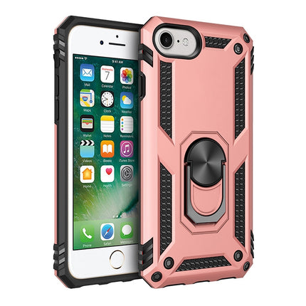 For iPhone SE 2020 Shockproof TPU + PC Protective Case with 360 Degree Rotating Holder(Rose Gold)-garmade.com
