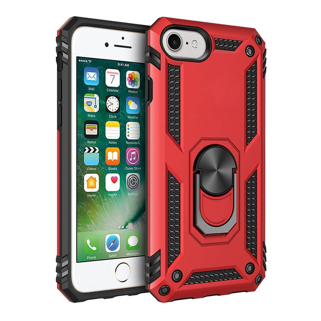 For iPhone SE 2020 Shockproof TPU + PC Protective Case with 360 Degree Rotating Holder(Red)-garmade.com