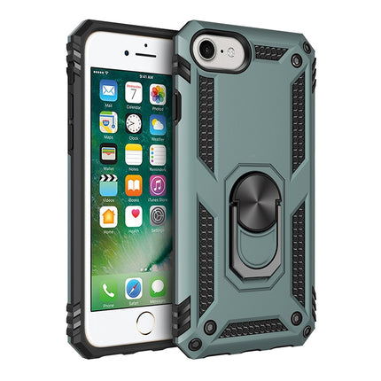 For iPhone SE 2020 Shockproof TPU + PC Protective Case with 360 Degree Rotating Holder(Green)-garmade.com
