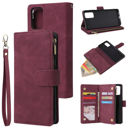 For Galaxy S20+ Multifunctional Horizontal Flip Leather Case, with Card Slot & Holder & Zipper Wallet & Photo Frame(Red Wine)-garmade.com