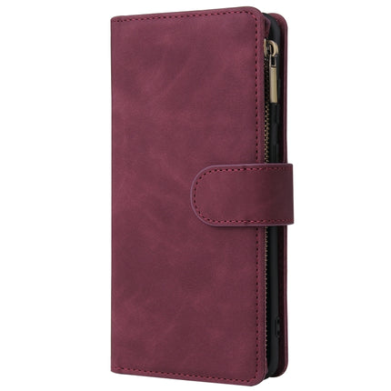 For Galaxy S20+ Multifunctional Horizontal Flip Leather Case, with Card Slot & Holder & Zipper Wallet & Photo Frame(Red Wine)-garmade.com