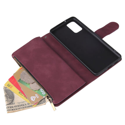 For Galaxy S20+ Multifunctional Horizontal Flip Leather Case, with Card Slot & Holder & Zipper Wallet & Photo Frame(Red Wine)-garmade.com