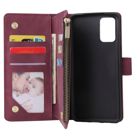 For Galaxy S20+ Multifunctional Horizontal Flip Leather Case, with Card Slot & Holder & Zipper Wallet & Photo Frame(Red Wine)-garmade.com