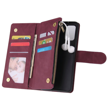 For Galaxy S20+ Multifunctional Horizontal Flip Leather Case, with Card Slot & Holder & Zipper Wallet & Photo Frame(Red Wine)-garmade.com