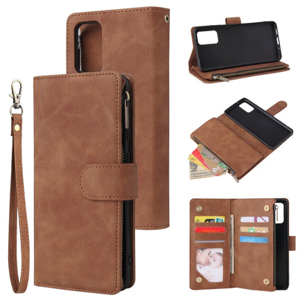 For Galaxy S20+ Multifunctional Horizontal Flip Leather Case, with Card Slot & Holder & Zipper Wallet & Photo Frame(Brown)-garmade.com