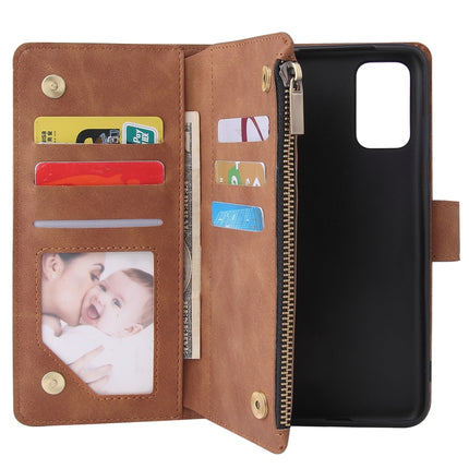 For Galaxy S20+ Multifunctional Horizontal Flip Leather Case, with Card Slot & Holder & Zipper Wallet & Photo Frame(Brown)-garmade.com