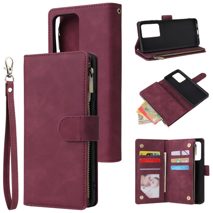 For Galaxy S20 Ultra Multifunctional Horizontal Flip Leather Case, with Card Slot & Holder & Zipper Wallet & Photo Frame(Red Wine)-garmade.com