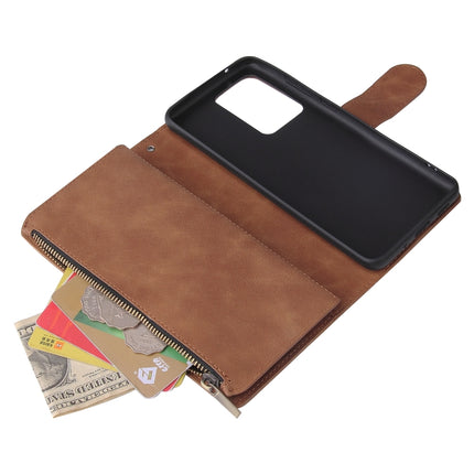 For Galaxy S20 Ultra Multifunctional Horizontal Flip Leather Case, with Card Slot & Holder & Zipper Wallet & Photo Frame(Brown)-garmade.com