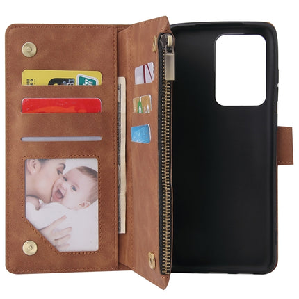 For Galaxy S20 Ultra Multifunctional Horizontal Flip Leather Case, with Card Slot & Holder & Zipper Wallet & Photo Frame(Brown)-garmade.com