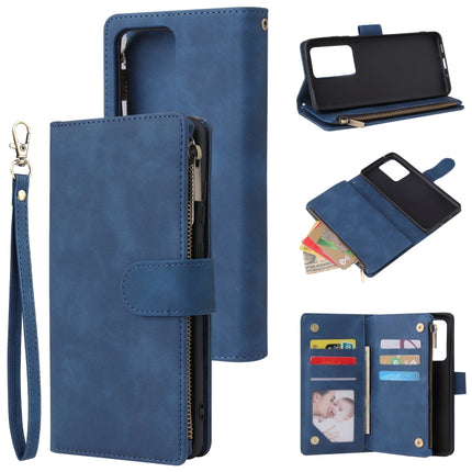 For Galaxy S20 Ultra Multifunctional Horizontal Flip Leather Case, with Card Slot & Holder & Zipper Wallet & Photo Frame(Blue)-garmade.com