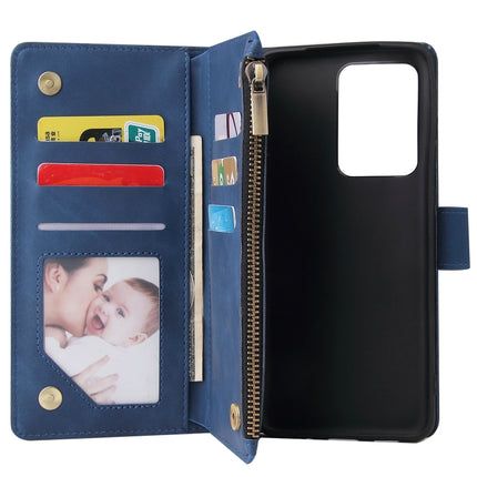 For Galaxy S20 Ultra Multifunctional Horizontal Flip Leather Case, with Card Slot & Holder & Zipper Wallet & Photo Frame(Blue)-garmade.com
