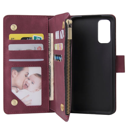 For Galaxy S20 Multifunctional Horizontal Flip Leather Case, with Card Slot & Holder & Zipper Wallet & Photo Frame(Red Wine)-garmade.com