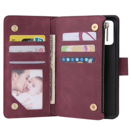For Galaxy S20 Multifunctional Horizontal Flip Leather Case, with Card Slot & Holder & Zipper Wallet & Photo Frame(Red Wine)-garmade.com