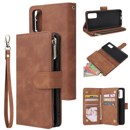 For Galaxy S20 Multifunctional Horizontal Flip Leather Case, with Card Slot & Holder & Zipper Wallet & Photo Frame(Brown)-garmade.com