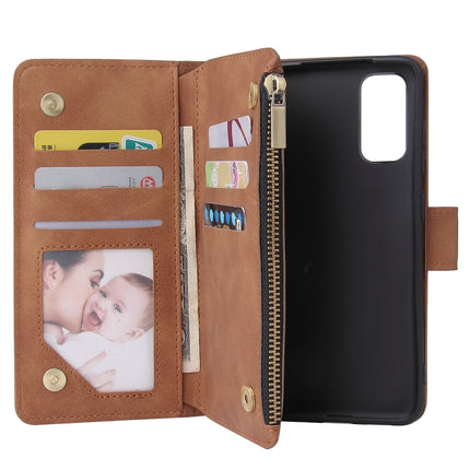 For Galaxy S20 Multifunctional Horizontal Flip Leather Case, with Card Slot & Holder & Zipper Wallet & Photo Frame(Brown)-garmade.com