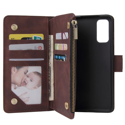 For Galaxy S20 Multifunctional Horizontal Flip Leather Case, with Card Slot & Holder & Zipper Wallet & Photo Frame(Coffee)-garmade.com