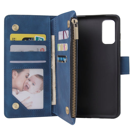 For Galaxy S20 Multifunctional Horizontal Flip Leather Case, with Card Slot & Holder & Zipper Wallet & Photo Frame(Blue)-garmade.com