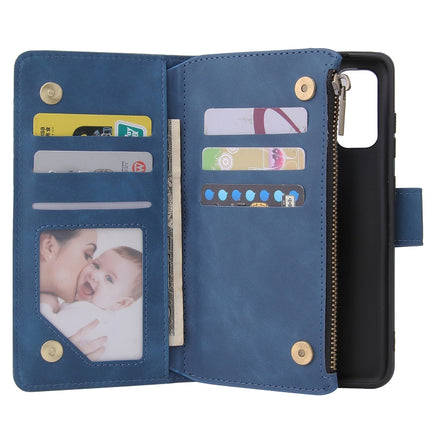 For Galaxy S20 Multifunctional Horizontal Flip Leather Case, with Card Slot & Holder & Zipper Wallet & Photo Frame(Blue)-garmade.com