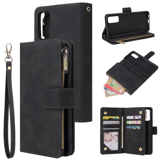 For Galaxy S20 Multifunctional Horizontal Flip Leather Case, with Card Slot & Holder & Zipper Wallet & Photo Frame(Black)-garmade.com