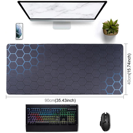 Anti-Slip Rubber Cloth Surface Game Mouse Mat Keyboard Pad, Size:90 x 40 x 0.2cm(Blue Honeycomb)-garmade.com