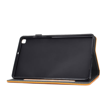 For Galaxy Tab A 8.0 (2019) T290 Embossing Sewing Thread Horizontal Painted Flat Leather Case with Pen Cover & Anti Skid Strip & Card Slot & Holder(Khaki)-garmade.com