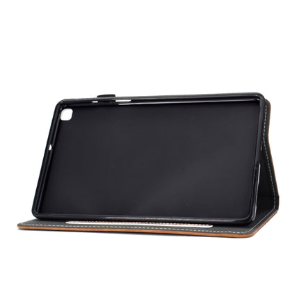 For Galaxy Tab A 8.0 (2019) T290 Embossing Sewing Thread Horizontal Painted Flat Leather Case with Pen Cover & Anti Skid Strip & Card Slot & Holder(Brown)-garmade.com