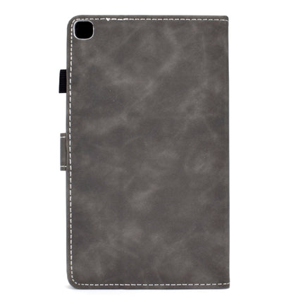 For Galaxy Tab A 8.0 (2019) T290 Embossing Sewing Thread Horizontal Painted Flat Leather Case with Pen Cover & Anti Skid Strip & Card Slot & Holder(Gray)-garmade.com