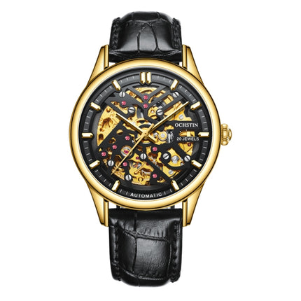 OCHSTIN 6020C Masterpiece Hollow Mechanical Men Watch(Gold-Black)-garmade.com