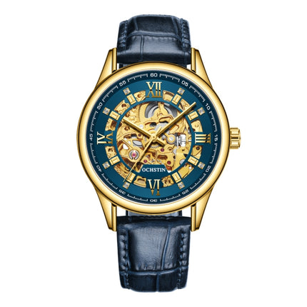 OCHSTIN 6020D Masterpiece Hollow Mechanical Men Watch(Gold-Blue)-garmade.com