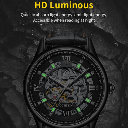OCHSTIN 6020D Masterpiece Hollow Mechanical Men Watch(Gold-Blue)-garmade.com