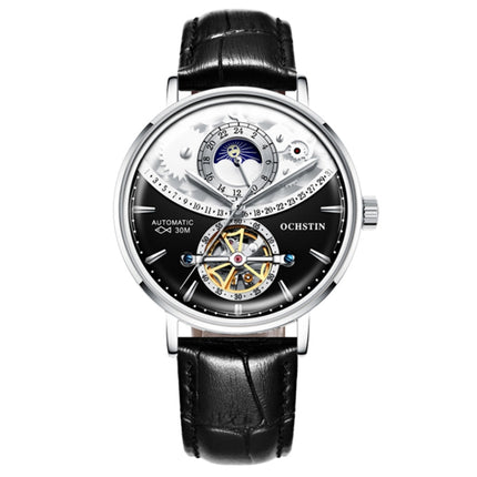 OCHSTIN 6135B Masterpiece Tourbillon Mechanical Men Watch(Silver-Black)-garmade.com