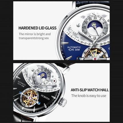OCHSTIN 6135B Masterpiece Tourbillon Mechanical Men Watch(Silver-Black)-garmade.com