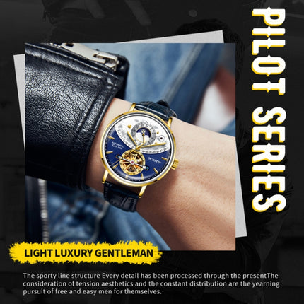 OCHSTIN 6135B Masterpiece Tourbillon Mechanical Men Watch(Gold-Blue)-garmade.com