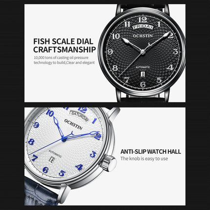 OCHSTIN 6141A Masterpiece Day-date Mechanical Men Watch(Silver-Black)-garmade.com