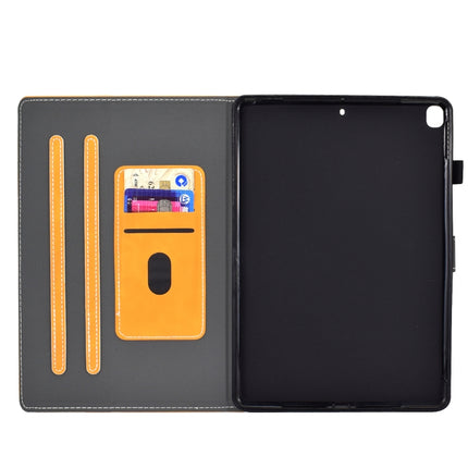 For iPad Pro 10.5 inch Embossing Panda Sewing Thread Horizontal Painted Flat Leather Case with Sleep Function & Pen Cover & Anti Skid Strip & Card Slot & Holder(Khaki)-garmade.com