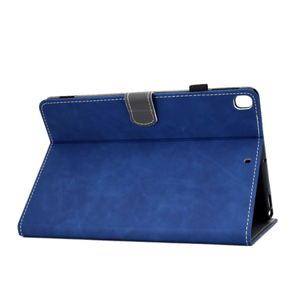 For iPad Pro 10.5 inch Embossing Panda Sewing Thread Horizontal Painted Flat Leather Case with Sleep Function & Pen Cover & Anti Skid Strip & Card Slot & Holder(Blue)-garmade.com