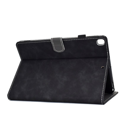 For iPad Pro 10.5 inch Embossing Panda Sewing Thread Horizontal Painted Flat Leather Case with Sleep Function & Pen Cover & Anti Skid Strip & Card Slot & Holder(Black)-garmade.com