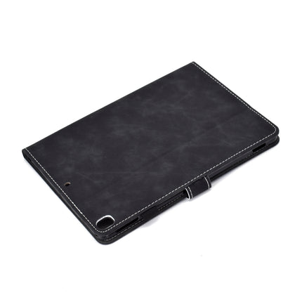 For iPad Pro 10.5 inch Embossing Panda Sewing Thread Horizontal Painted Flat Leather Case with Sleep Function & Pen Cover & Anti Skid Strip & Card Slot & Holder(Black)-garmade.com