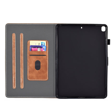 For iPad Air (2019) Embossing Panda Sewing Thread Horizontal Painted Flat Leather Case with Sleep Function & Pen Cover & Anti Skid Strip & Card Slot & Holder(Brown)-garmade.com