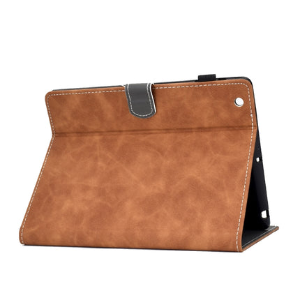 For iPad 2 / 3 / 4 Embossing Sewing Thread Horizontal Painted Flat Leather Case with Sleep Function & Pen Cover & Anti Skid Strip & Card Slot & Holder(Brown)-garmade.com