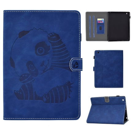 For iPad 2 / 3 / 4 Embossing Sewing Thread Horizontal Painted Flat Leather Case with Sleep Function & Pen Cover & Anti Skid Strip & Card Slot & Holder(Blue)-garmade.com