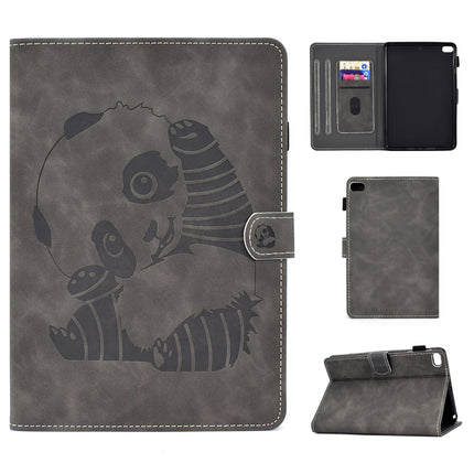 For iPad mini 2 / 3 / 4 / 5 Embossing Sewing Thread Horizontal Painted Flat Leather Case with Sleep Function & Pen Cover & Anti Skid Strip & Card Slot & Holder(Gray)-garmade.com