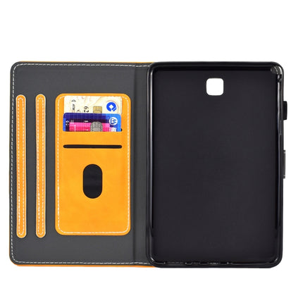 For Galaxy Tab A 8.0 (2015) T350 Embossing Sewing Thread Horizontal Painted Flat Leather Case with Sleep Function & Pen Cover & Anti Skid Strip & Card Slot & Holder(Khaki)-garmade.com
